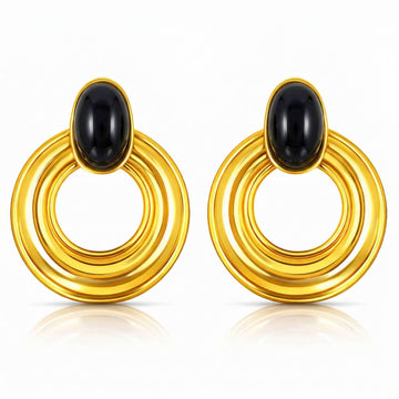Earrings, 18K Gold Plated Steel