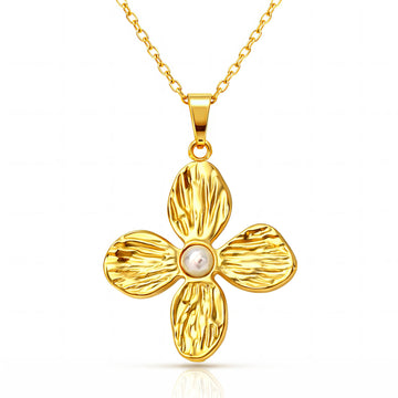 Flower Necklace, 18K Gold Plated Steel