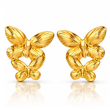Butterflies Earrings, 18K Gold Plated Steel