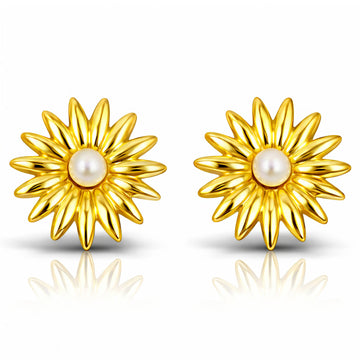 Flowers Earrings, 18K Gold Plated Steel