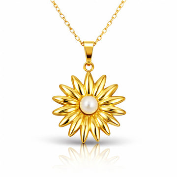 Flower Necklace, 18K Gold Plated Steel