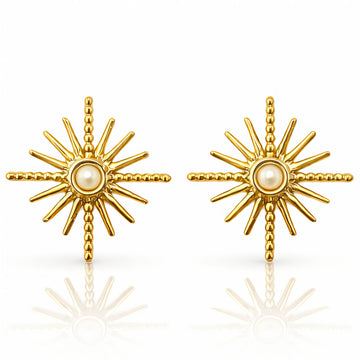 Earrings, 18K Gold Plated Steel