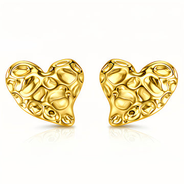 Hearts Earrings, 18K Gold Plated Steel