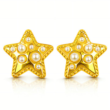 Stars Earrings, 18K Gold Plated Steel