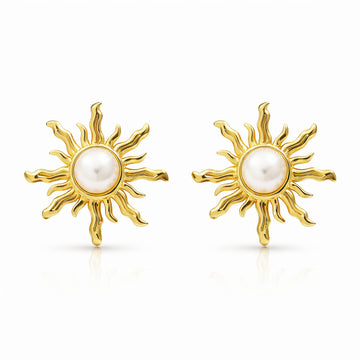 Suns Earrings, 18K Gold Plated Steel
