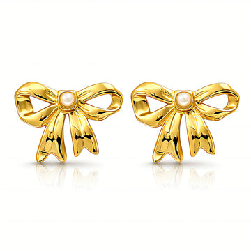 Bows Earrings, 18K Gold Plated Steel