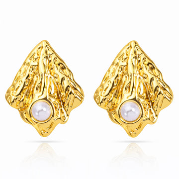 Earrings, 18K Gold Plated Steel