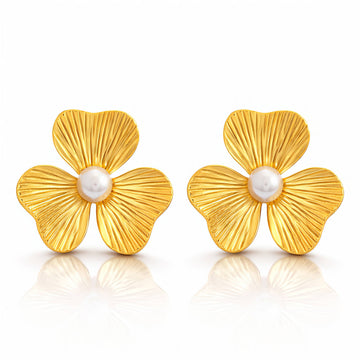 Flowers Earrings, 18K Gold Plated Steel