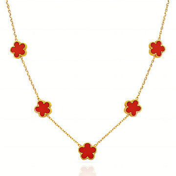 Flower Meadow Necklace, 18K Gold Plated Steel