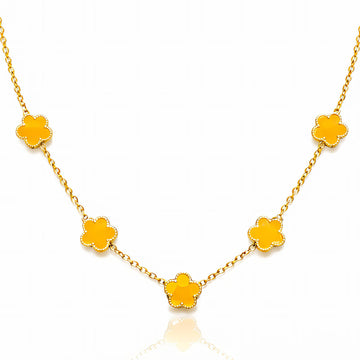 Flower Meadow Necklace, 18K Gold Plated Steel