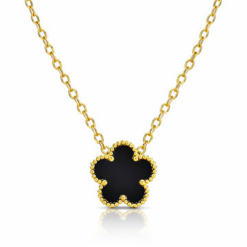 Flower Necklace, 18K Gold Plated Steel