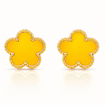 Flowers Earrings, 18K Gold Plated Steel