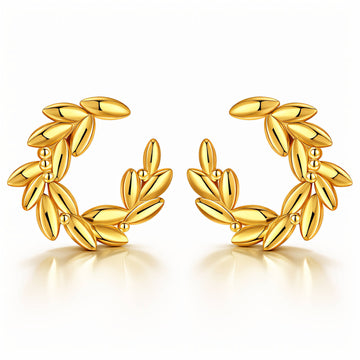 Leafs Earrings, 18K Gold Plated Steel