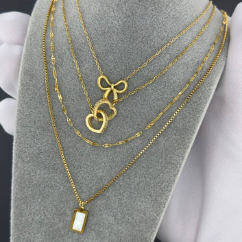 Hearts Necklace, 18K Gold Plated Steel