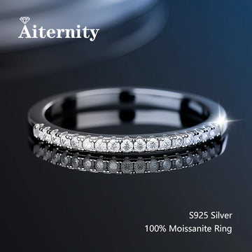 Moissanite Diamond Band for Women, 925 Sterling Silver Ring, Classic Female Single Tail Wedding Jewelry