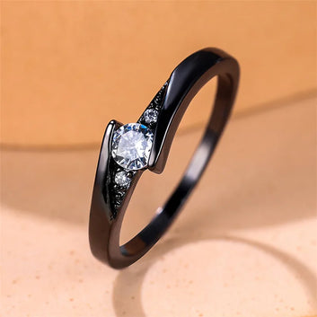 Vintage Zircon Stone Engagement Ring, Classic 18K Gold Plated Wedding Jewelry, Cute Small Crystal Ring for Women